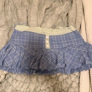 Edikted Blue Plaid Women's Skirt